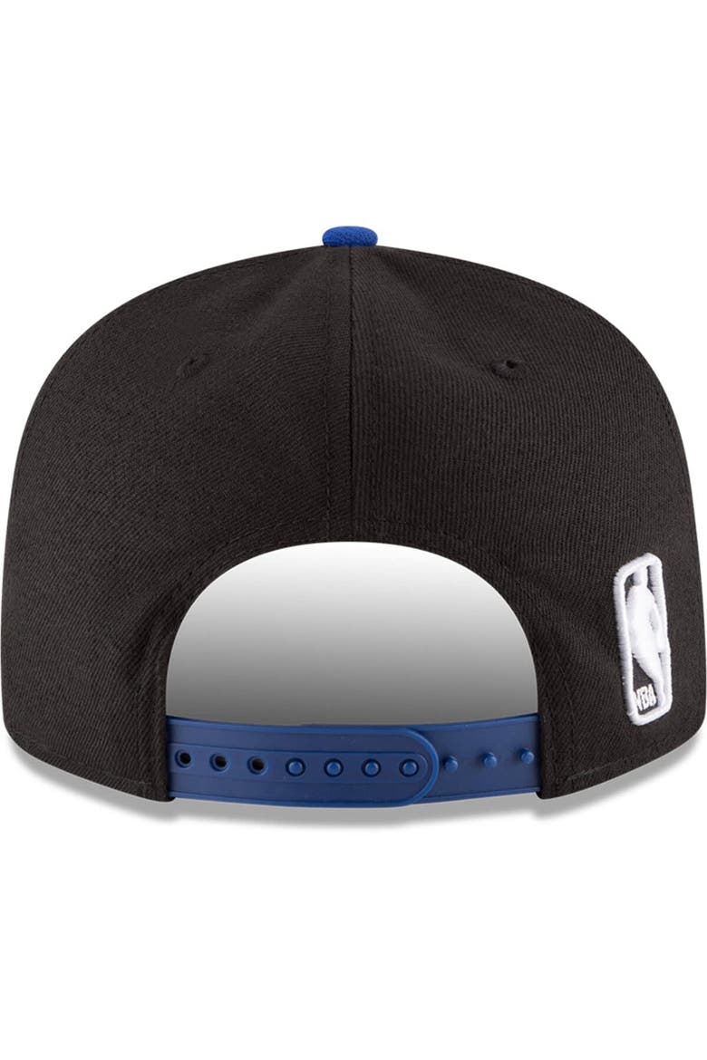 Men's New Era Black/Blue New York Knicks 2-Tone 9FIFTY Adjustable Snapback Hat, Alternate, color, Black