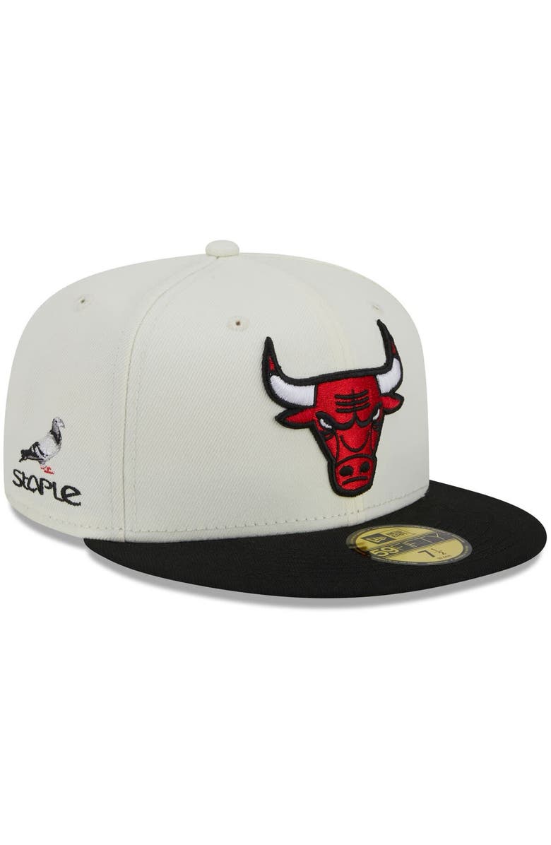 New Era x Staple Men's New Era x Staple Cream/Black Chicago Bulls NBA x Staple Two-Tone 59FIFTY Fitted Hat, Alternate, color,