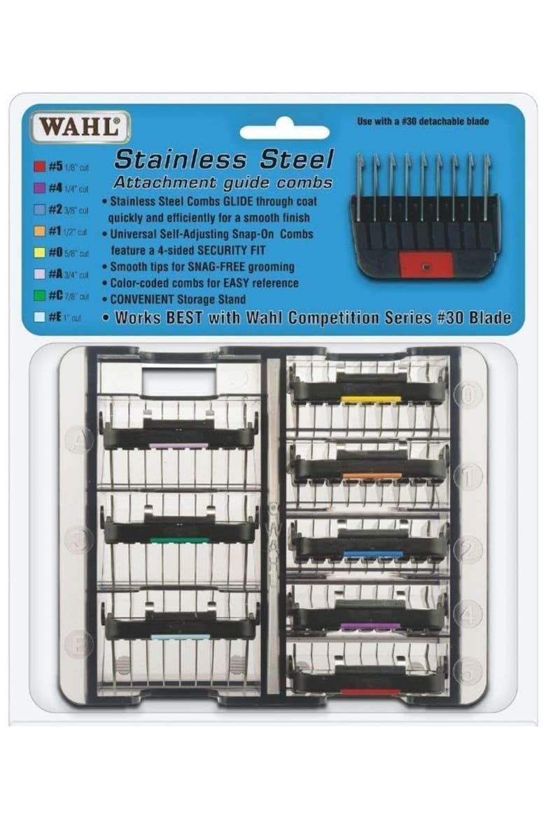 Eight Piece Color Coded Attachment Guide Comb Set, Alternate, color, Mutlicolor