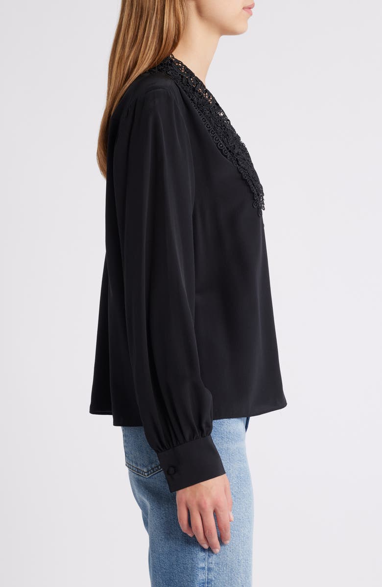 FRAME Lace Collar Button-Up Silk Shirt, Alternate, color, 