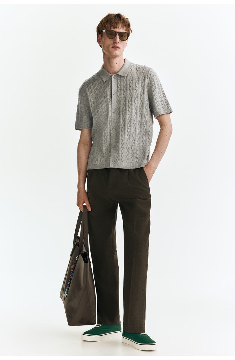H&M Regular Fit Cable-knit Shirt, Alternate, color, Gray