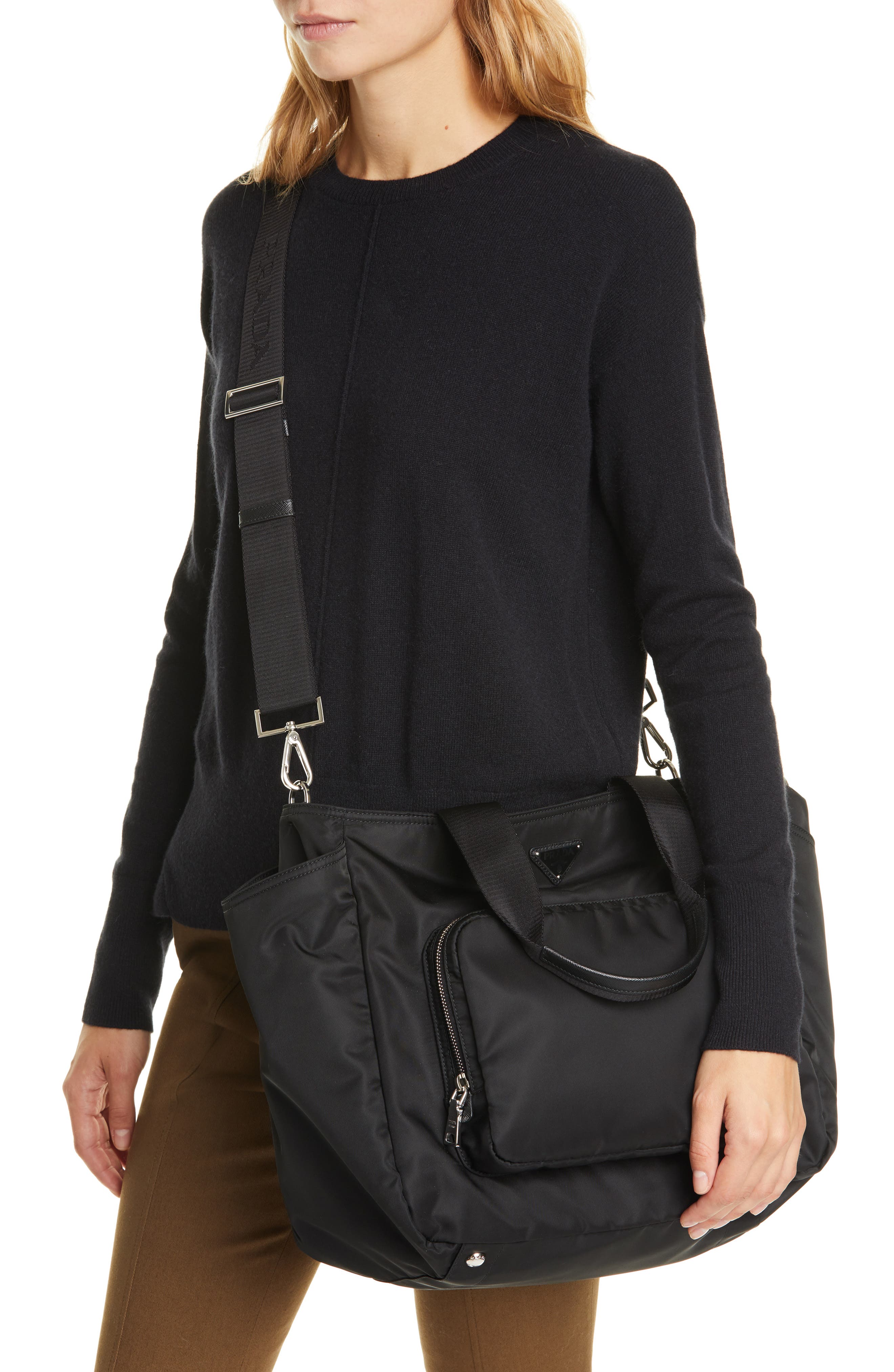 Prada Vela Nylon Baby Bag, Alternate, color, 