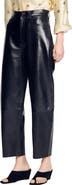 SANDRO Leather barrel-leg trousers