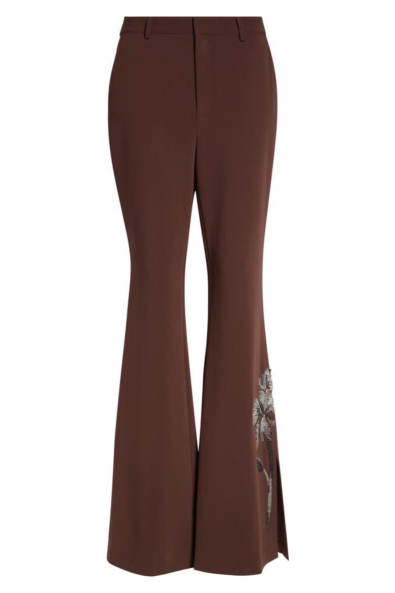 Jaxyn Gilded Peony Flared Pants, Alternate, color, ESPRESSO/ SILVER
