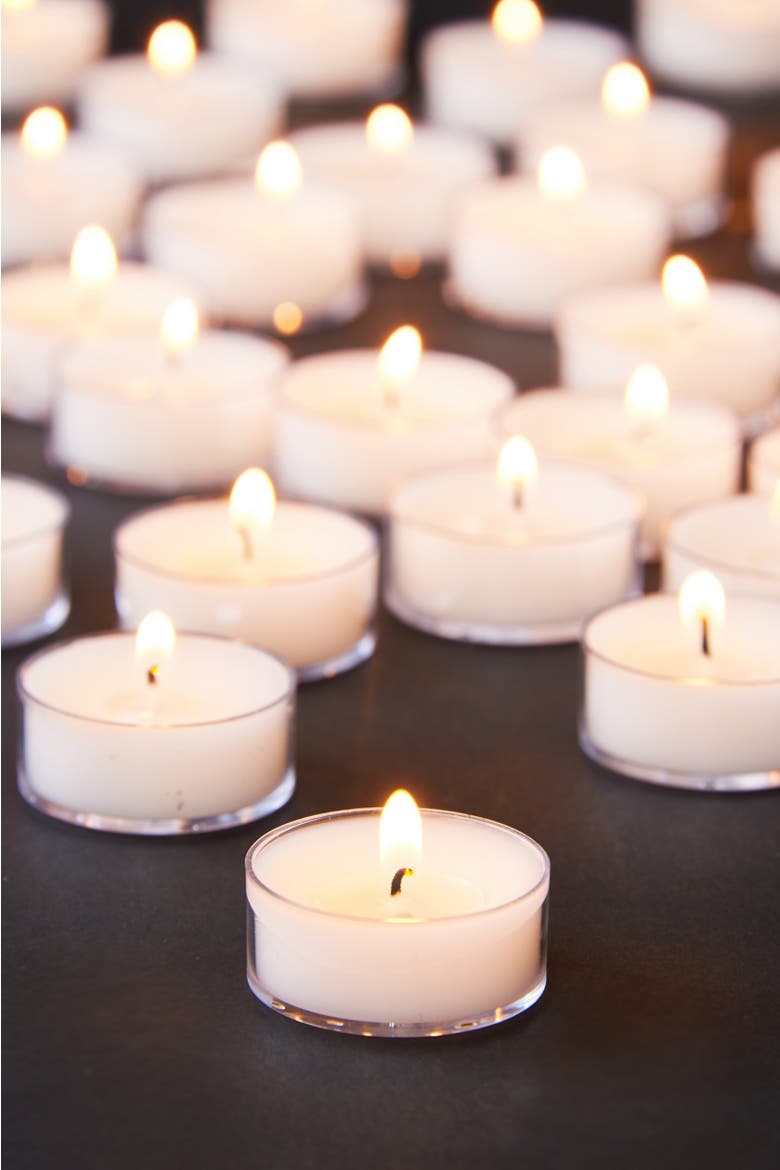 25 Clear Cup Tealight Candles Everyday White Wax 3 Hour Burn, Alternate, color, White
