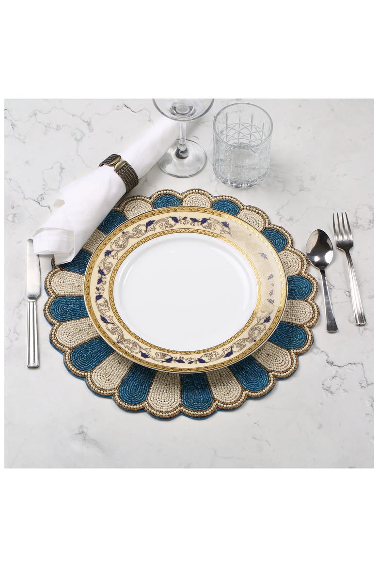 Scalloped Beaded Placemat, Alternate, color, BLUE