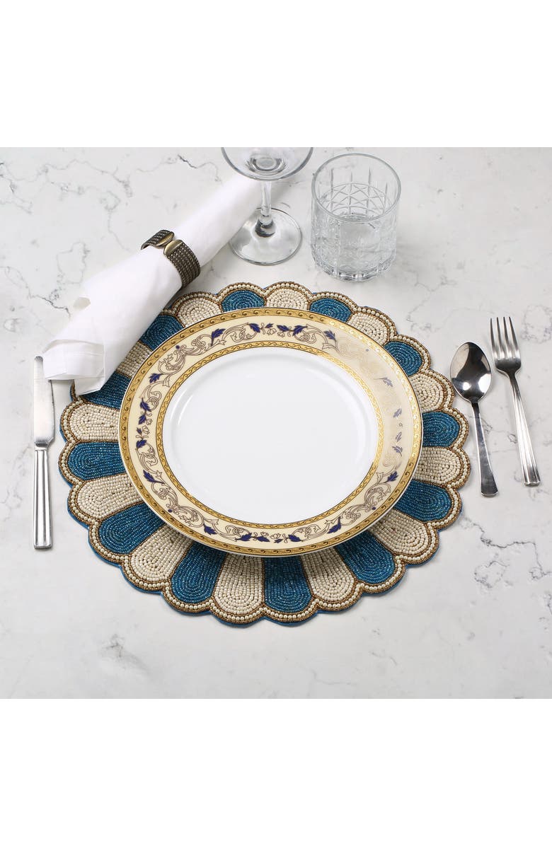 Tiramisu Scalloped Beaded Placemat, Alternate, color, Blue