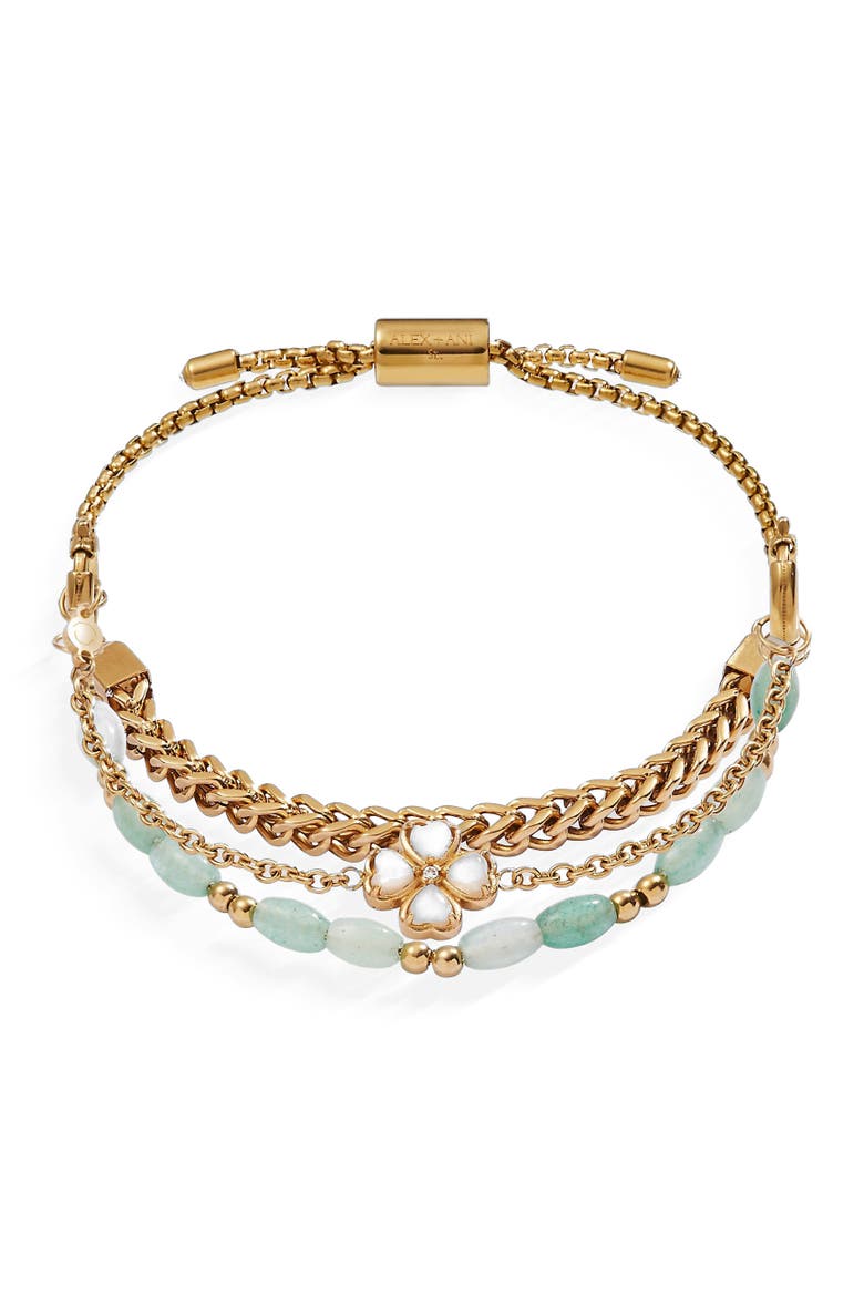 Four Leaf Clover Stranded Bracelet Set, Main, color, Gold