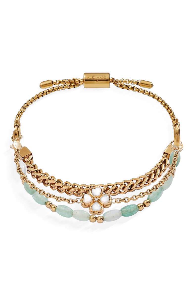 Alex and Ani Four Leaf Clover Stranded Bracelet Set, Main, color, Gold