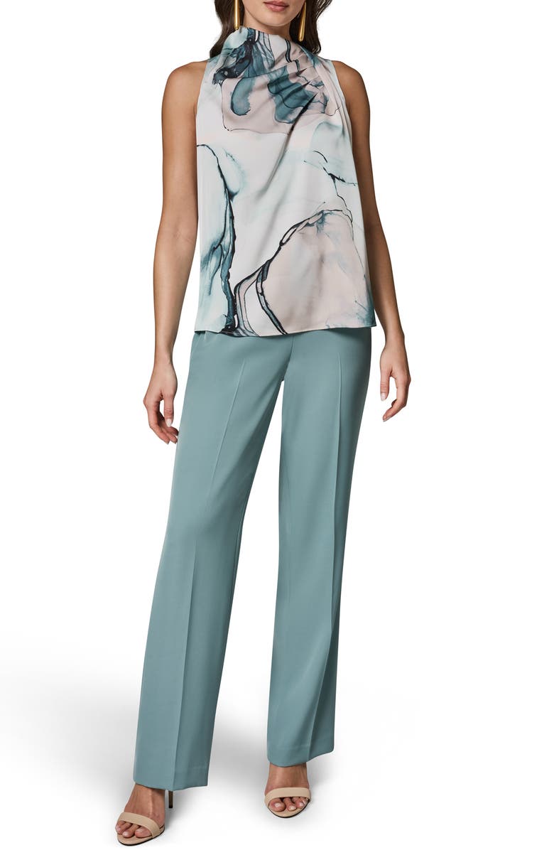 Donna Karan New York Abstract Print Drape Shoulder Tank, Alternate, color, Skylight Multi