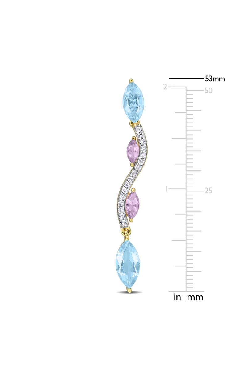 Julianna B. Blue Topaz Wavy Drop Earrings Yellow Plated Silver, Alternate, color, Blue Topaz