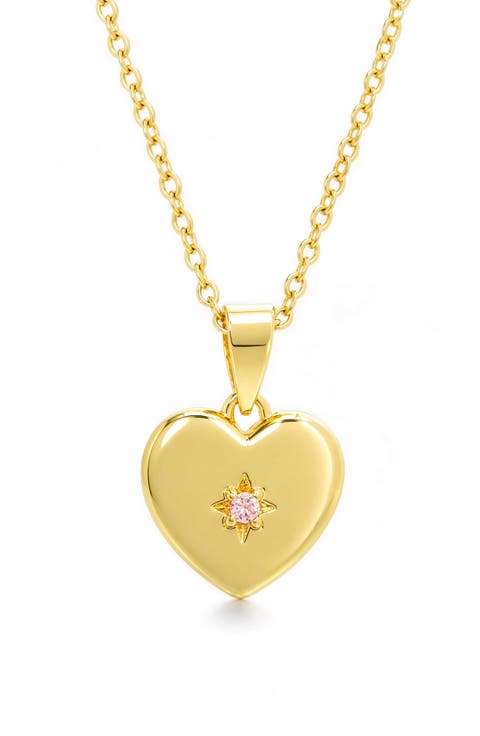 Kids' Pink Cubic Zirconia Heart Pendant Necklace