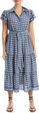 MAX STUDIO Floral Tie Front Shirtdress