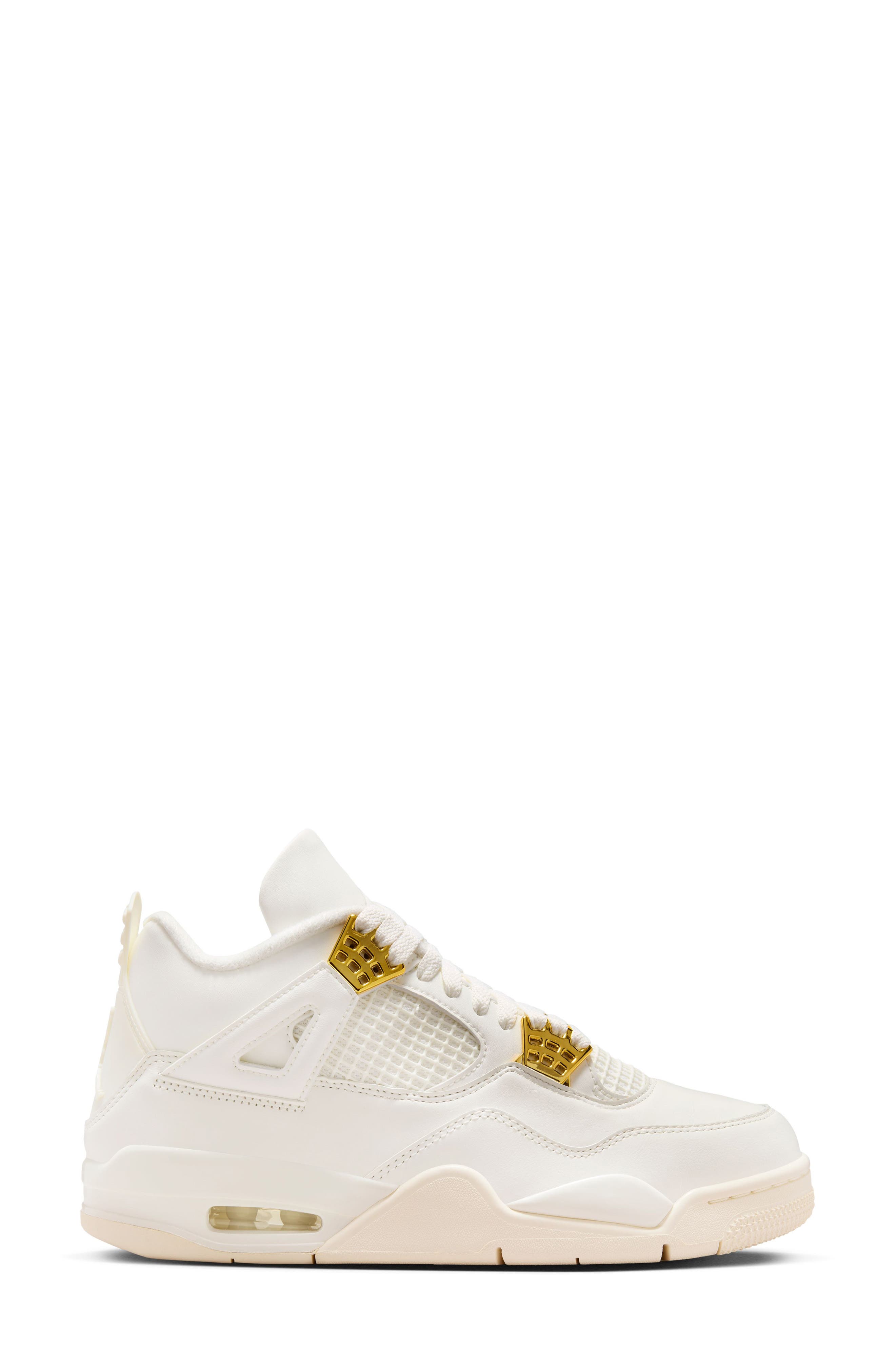 Air Jordan 4 Retro Basketball Sneaker, Alternate, color, SAIL/ METALLIC GOLD/ BLACK