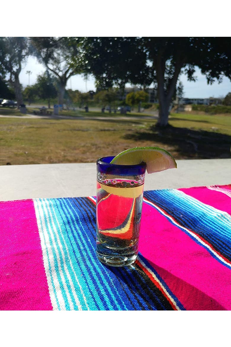 Rim Tequila Shot Glasses - Set of 6, Alternate, color, Cobalt Rim