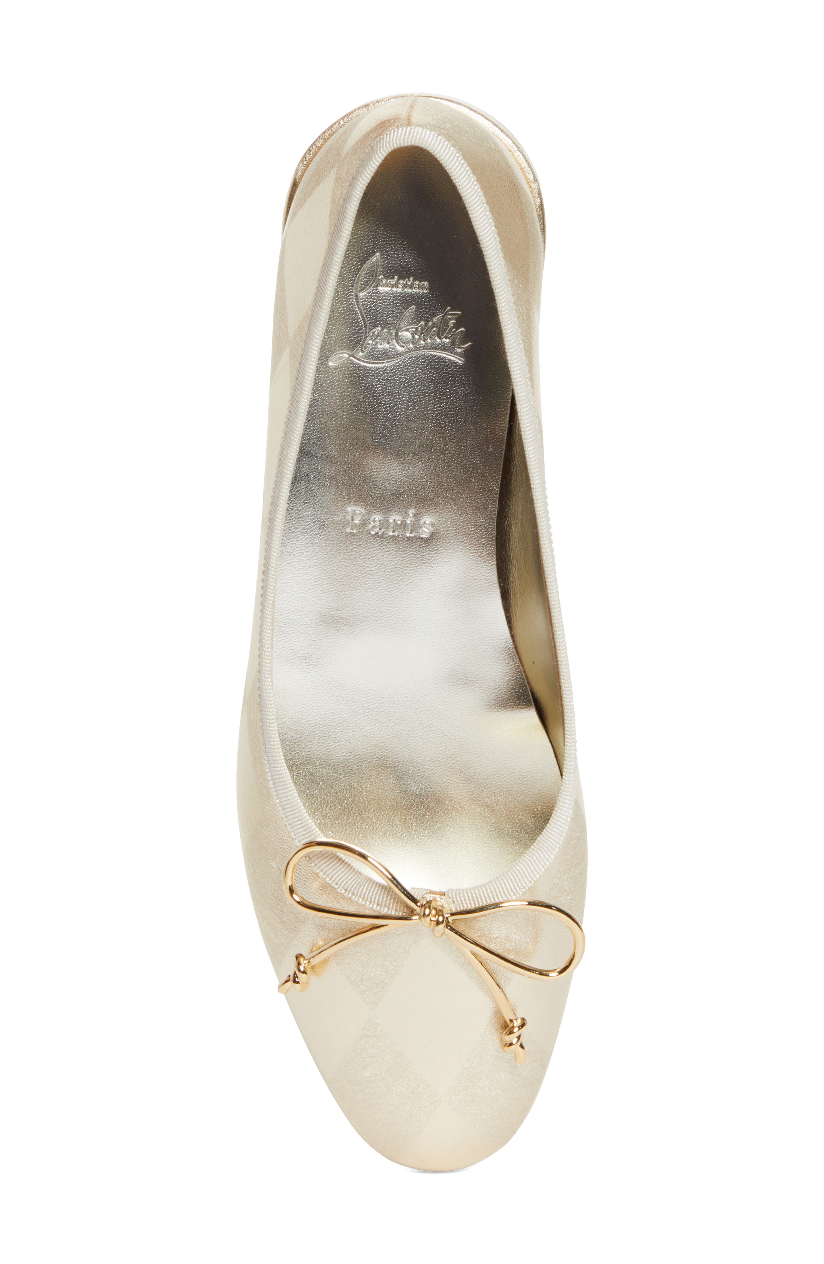 Christian Louboutin Sweetie Jane Bow Ballet Flat, Alternate, color, Platino Chiaro