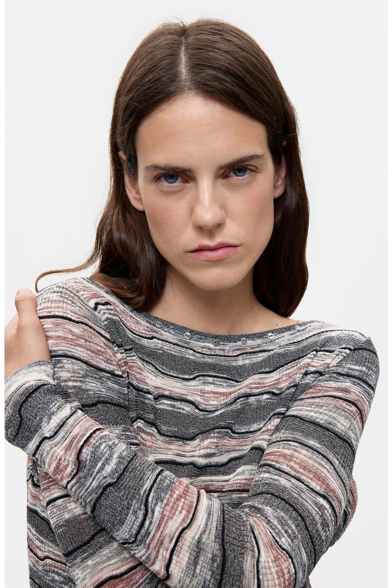 Wavy Stripe Sweatshirt, Alternate, color, DARK GREY