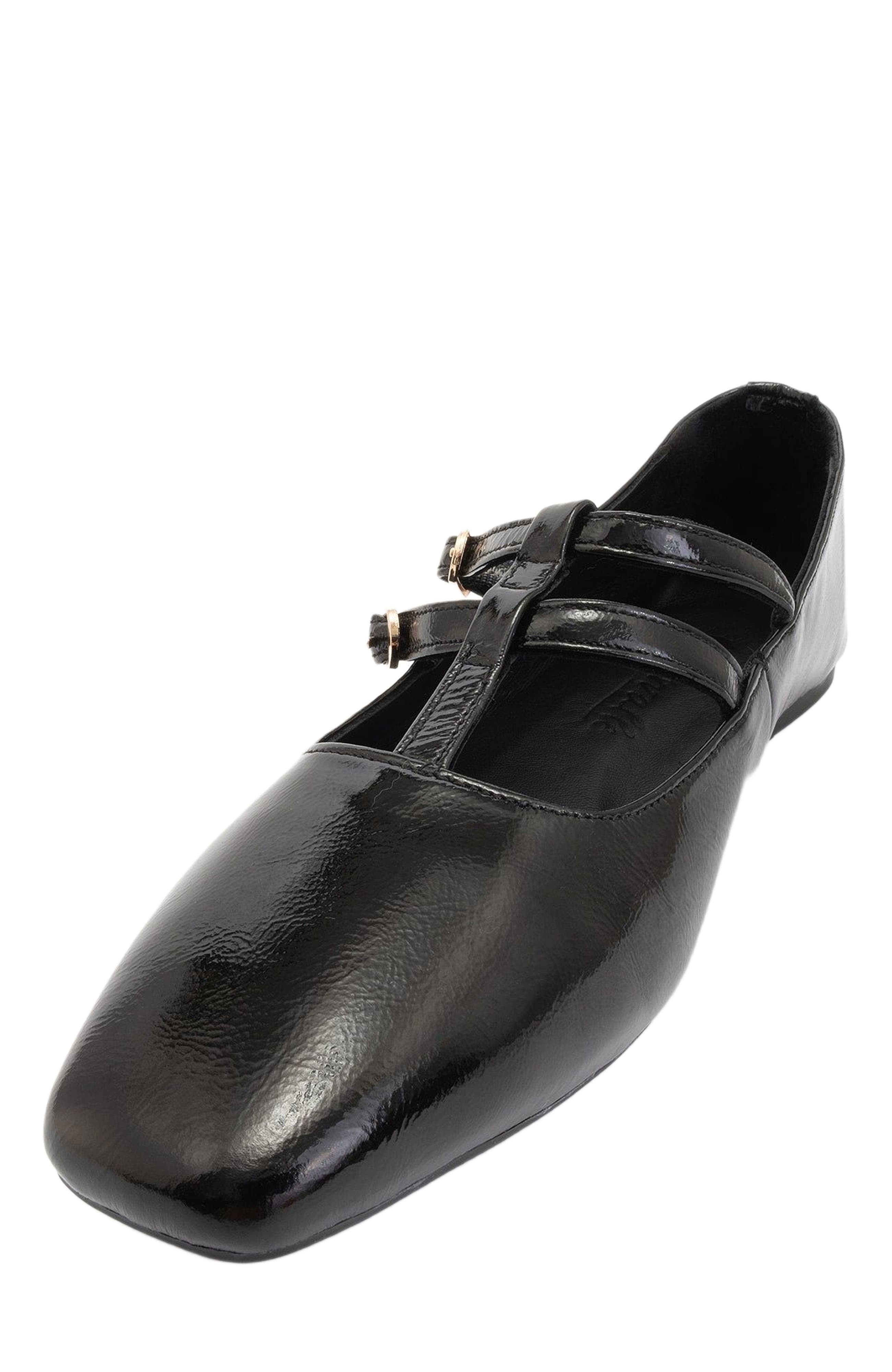 Forever & Always Shoes Starling Leather Mary Jane Flats, Alternate, color, Black Patent Leather