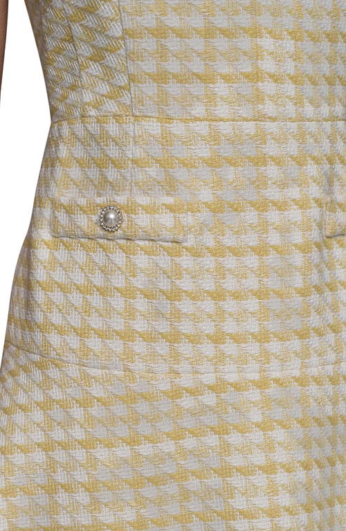 Shop Karl Lagerfeld Paris Printed Tweed A-line Dress In Freesia Yellow Soft White