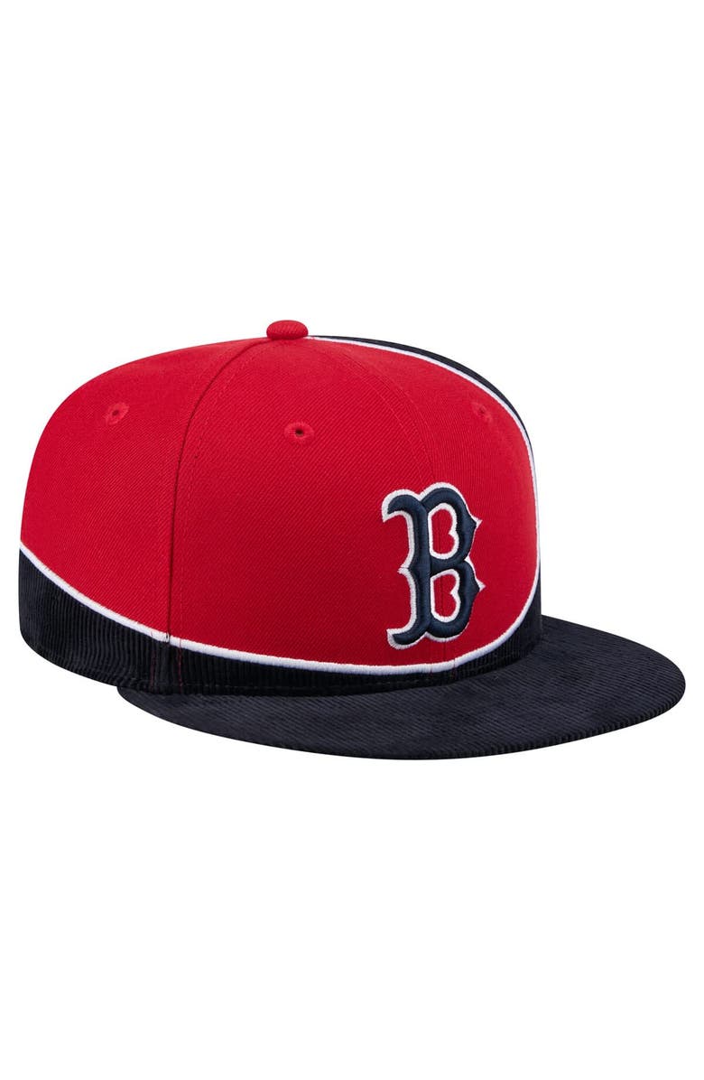 New Era Men's New Era Navy/Red Boston Red Sox Retro Split Corduroy Snapback Hat, Alternate, color, Navy