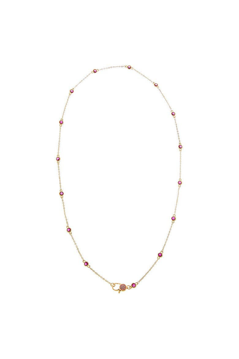 Colored Station Lobster Clasp Link Chain Necklace 24", Main, color, Amethyst