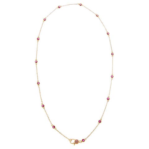 Colored Station Lobster Clasp Link Chain Necklace 24"