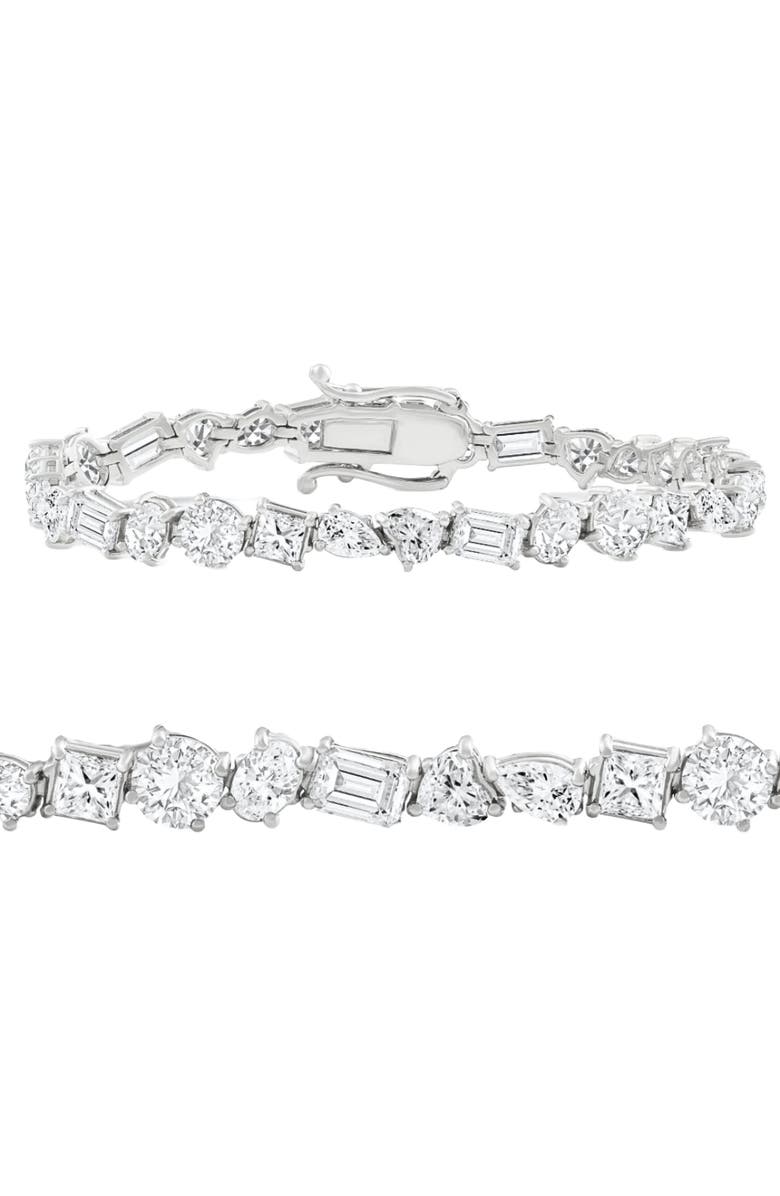 Bliss Diamond F/VS 15Ct Mixed Fancy Cut Diamond Tennis Bracelet 14k Gold Lab Grown 7", Alternate, color, 14K White Gold