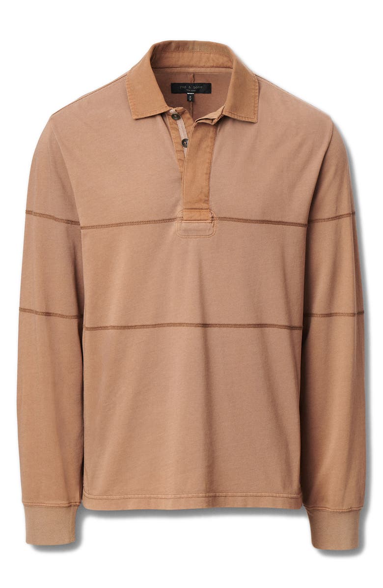 rag & bone Washed Rugby Shirt, Alternate, color, Washed Brown