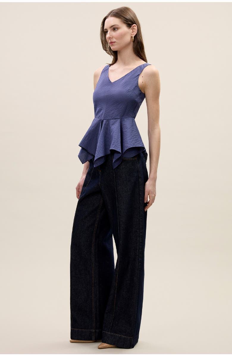 Rebecca Taylor Allegra Stripe Top, Alternate, color, Navy
