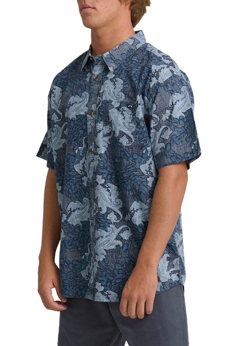 Sundays Paisley Short Sleeve Button-Up Shirt, Alternate, color, MID BLUE