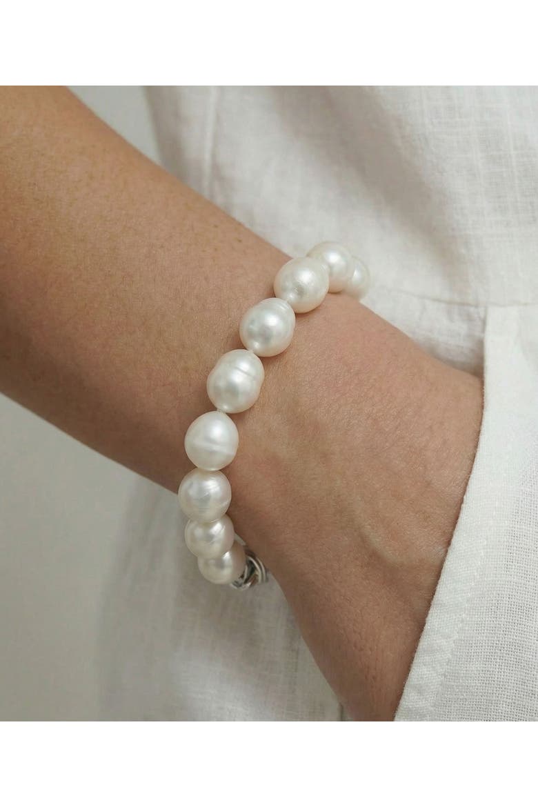 9-10mm White South Sea Baroque Pearl Bracelet, Alternate, color, Sterling Silver Clasp