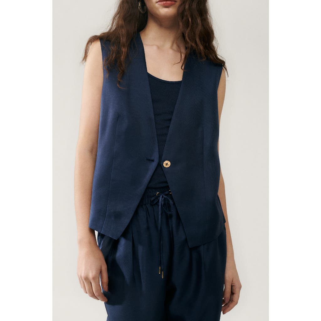 Shop Silk Laundry Twill Slouch Vest Midnight