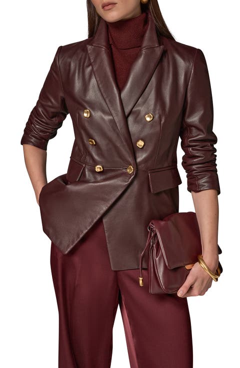 Double Breasted Leather Blazer