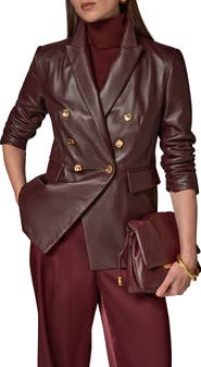 Donna Karan New York Double Breasted Leather Blazer