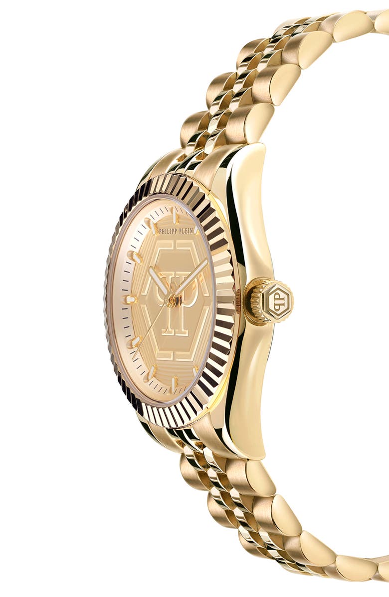 PHILIPP PLEIN Date Superlative Bracelet Watch, 38mm, Alternate, color, Ip Yellow Gold