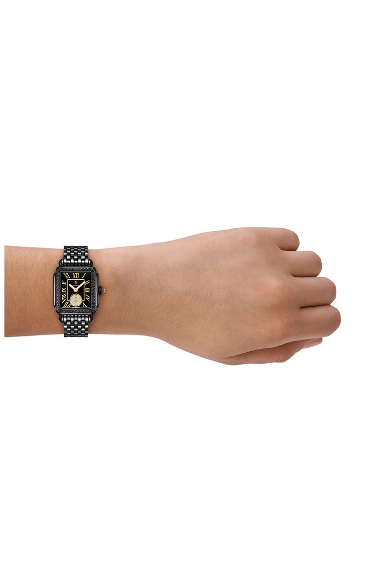 Deco Madison Mid Noir Diamond Bracelet Watch, 31mm x 25mm, Alternate, color, BLACK