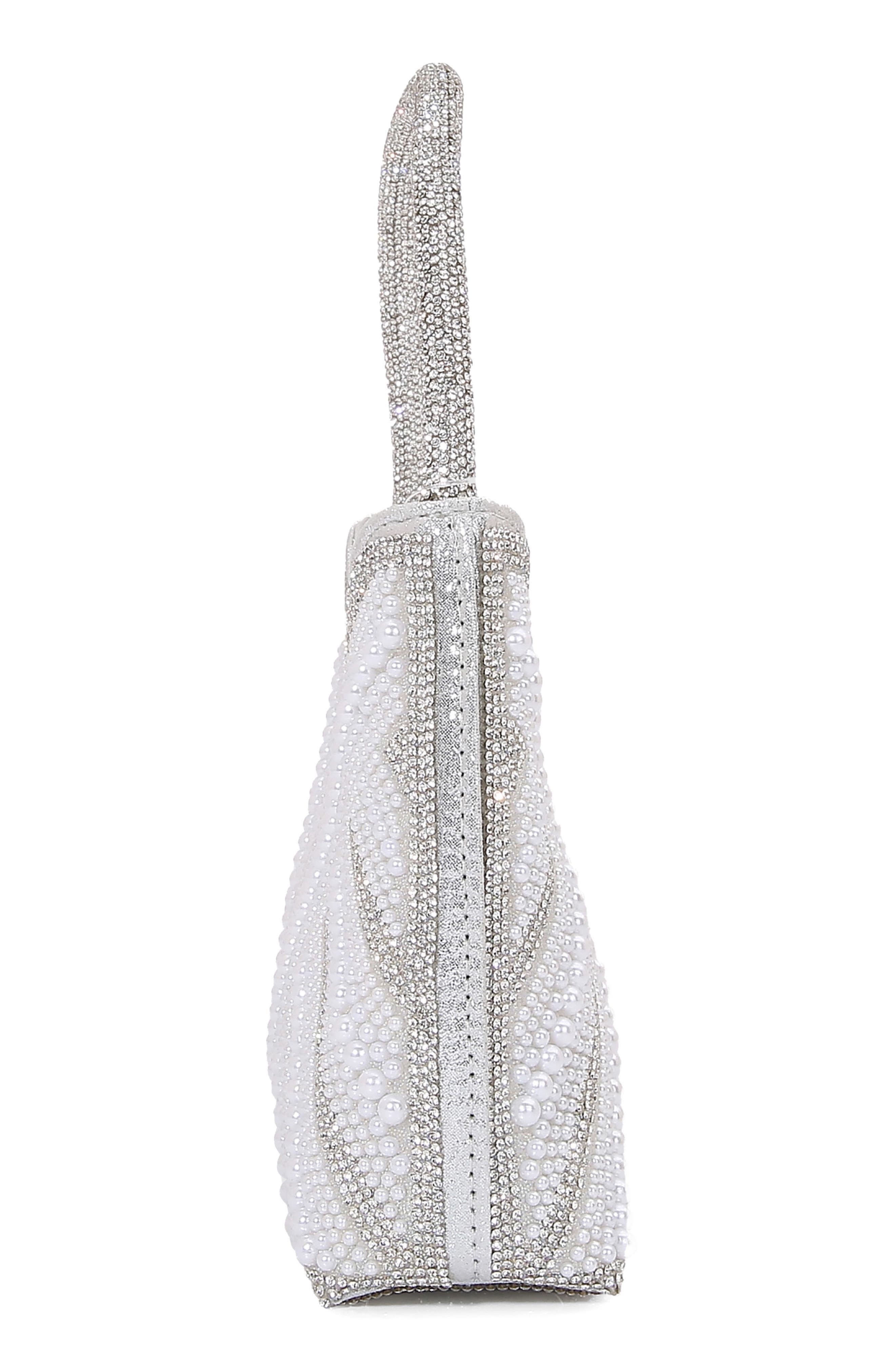 Rhinestone Beaded Shoulder Bag, Alternate, color, PEARL