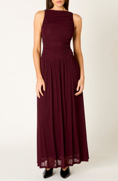 Clea Ruched Fit & Flare Drop Waist Dress
