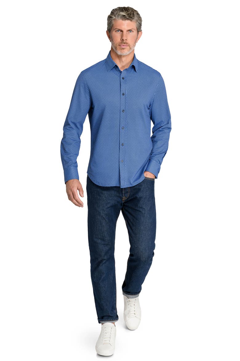 Medallion Geometric Slim Fit Pique Shirt, Alternate, color, NAVY/ PURPLE