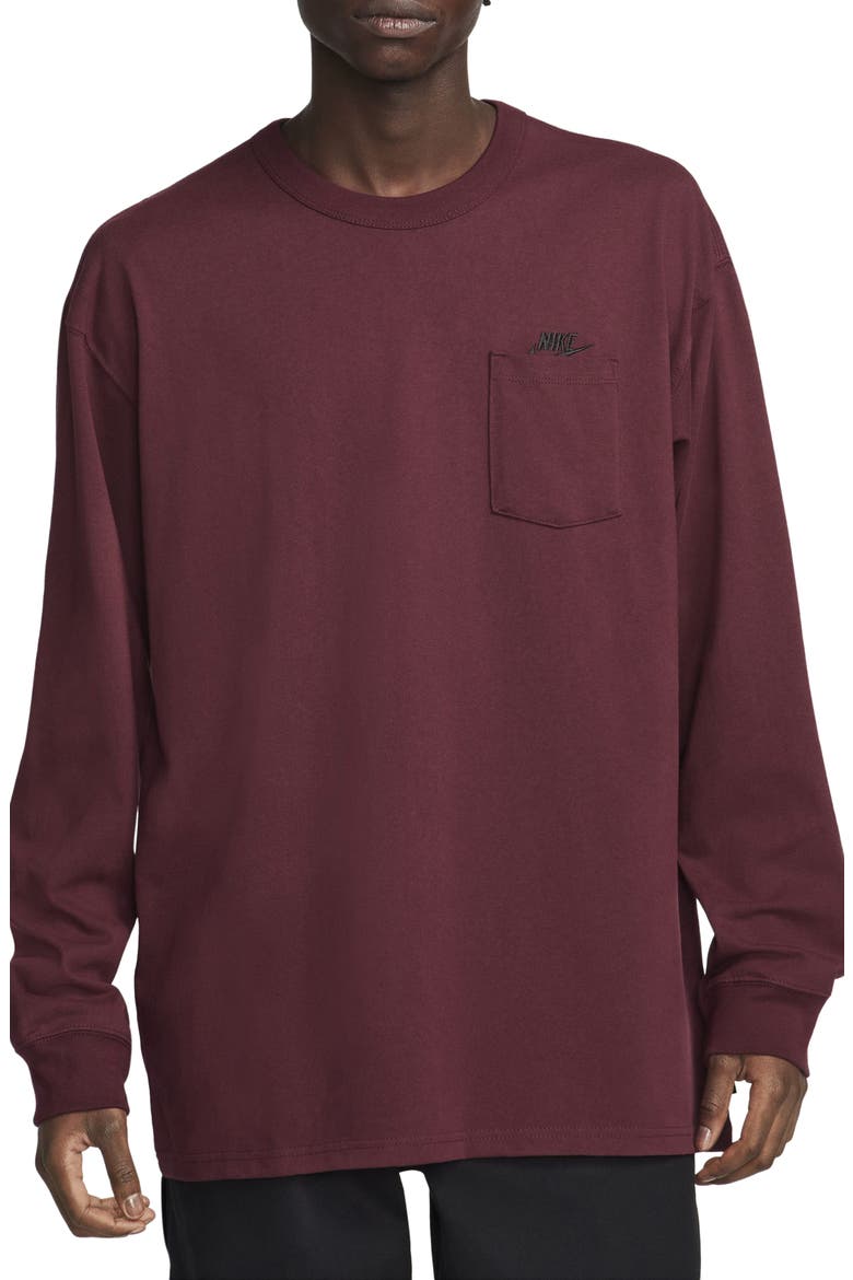 Long Sleeve Pocket T-Shirt, Main, color, NIGHT MAROON