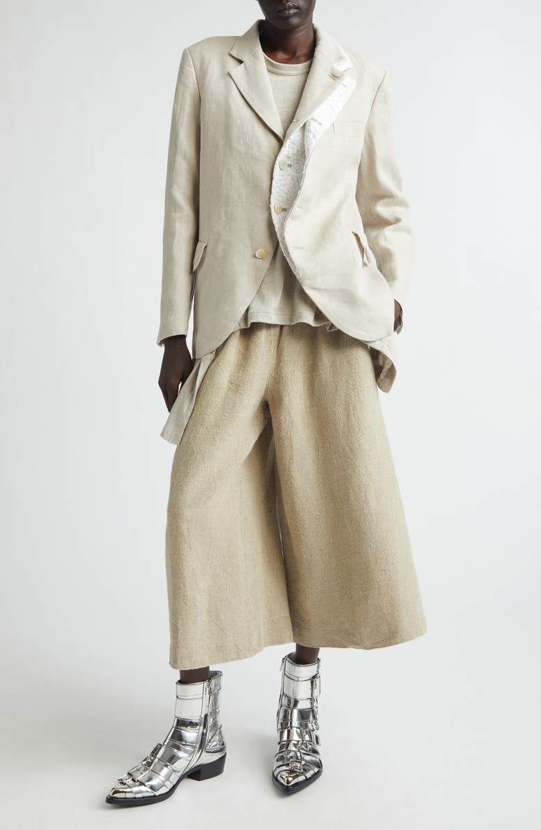 Comme des Garçons Deconstructued Single Breasted Linen Herringbone Blazer, Alternate, color, Ecru X Off-White