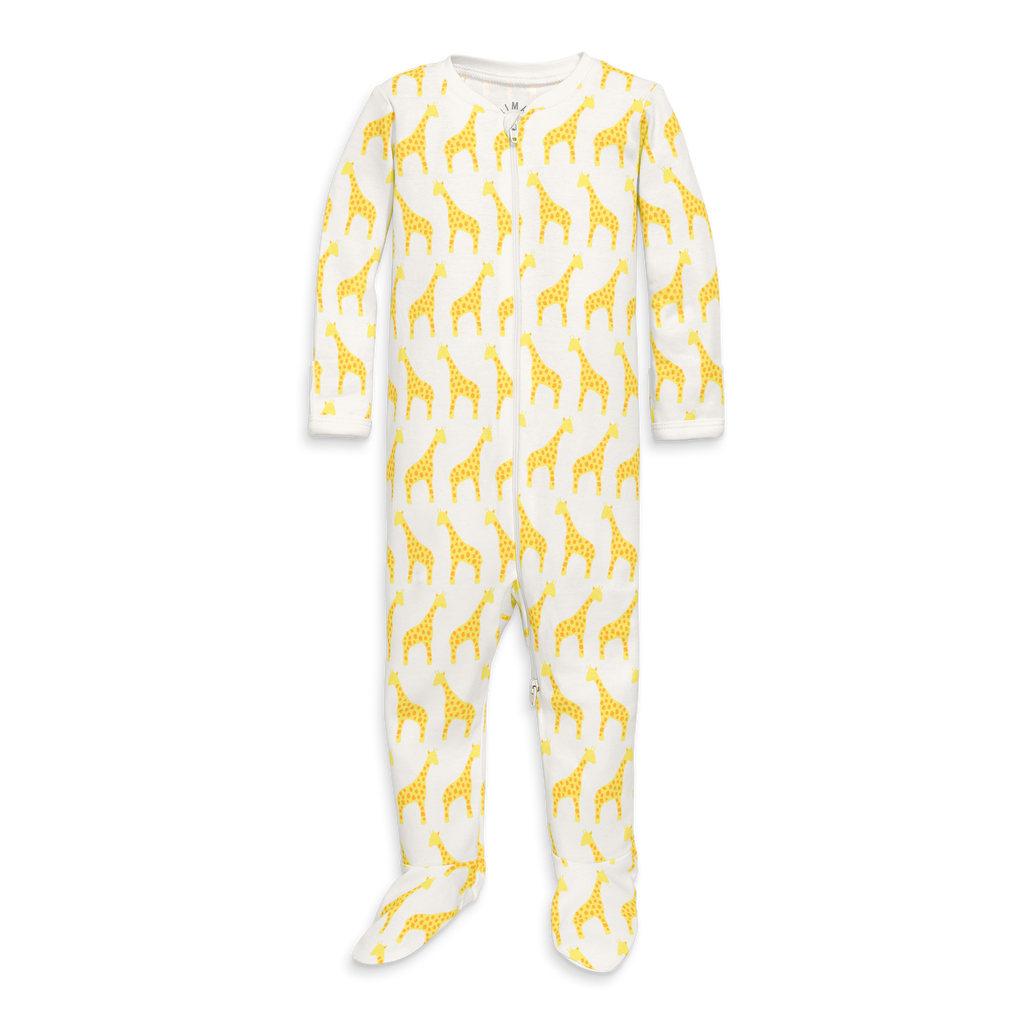 Primary Baby Organic Animal Friends Zip Footie In Banana Baby Giraffes