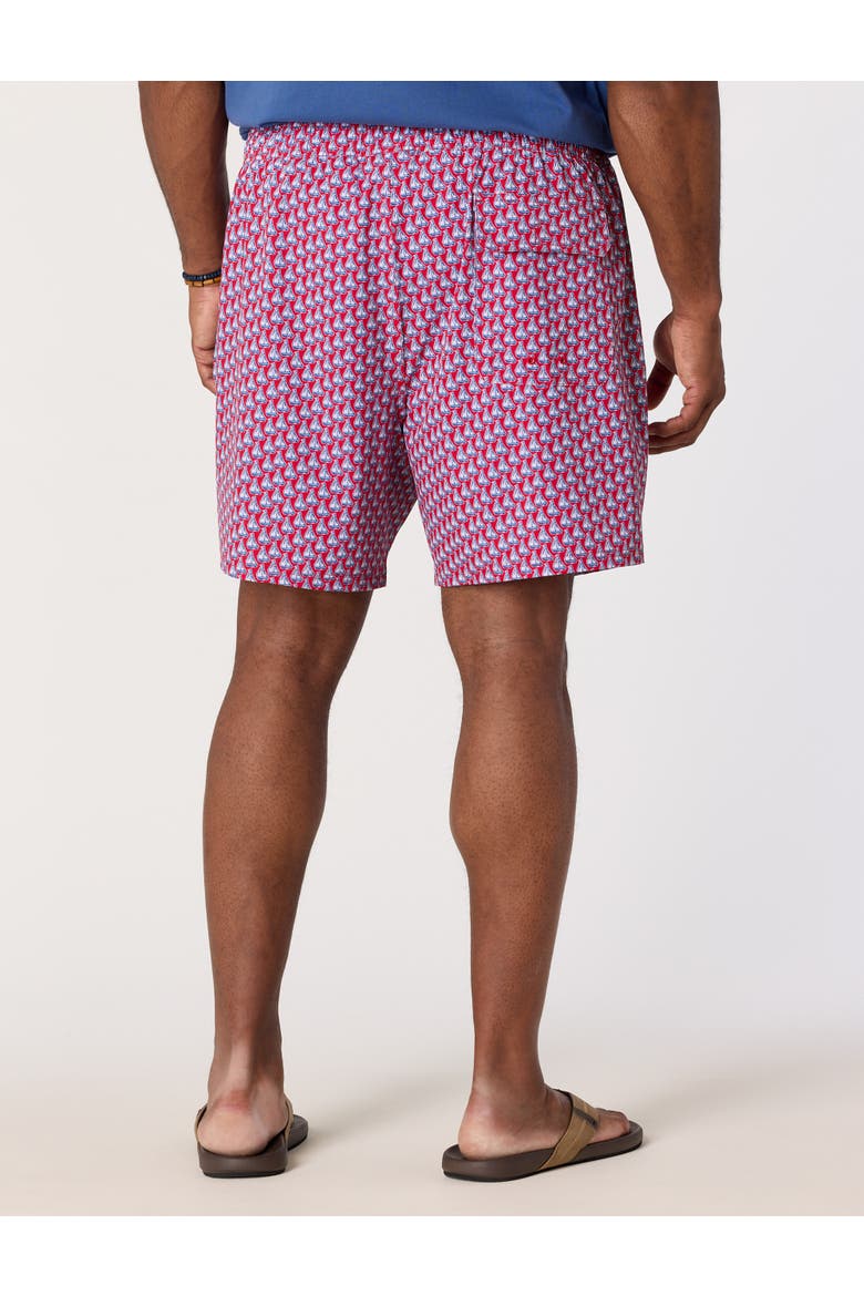 Big & Tall Printed Chappy Swim Trunks V3, Alternate, color, SAILING LTHOUSE RED