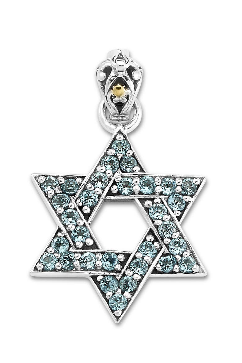 Pavé Blue Topaz Star of David Pendant, Main, color, BLUE