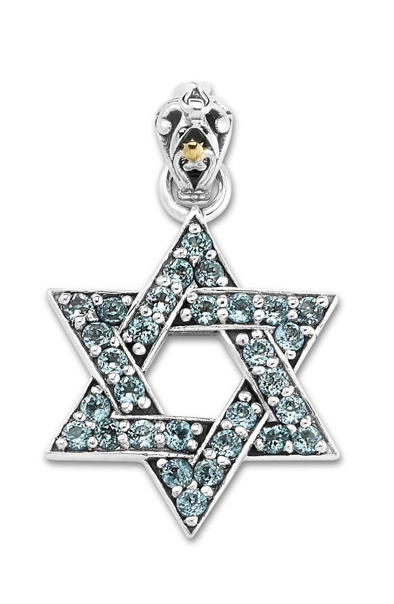 SAMUEL B. Pavé Blue Topaz Star of David Pendant, Main, color, Blue