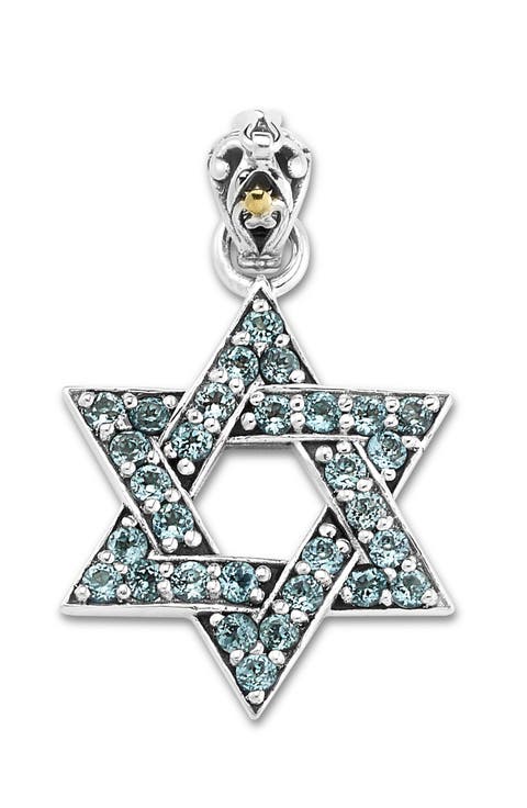 Pavé Blue Topaz Star of David Pendant