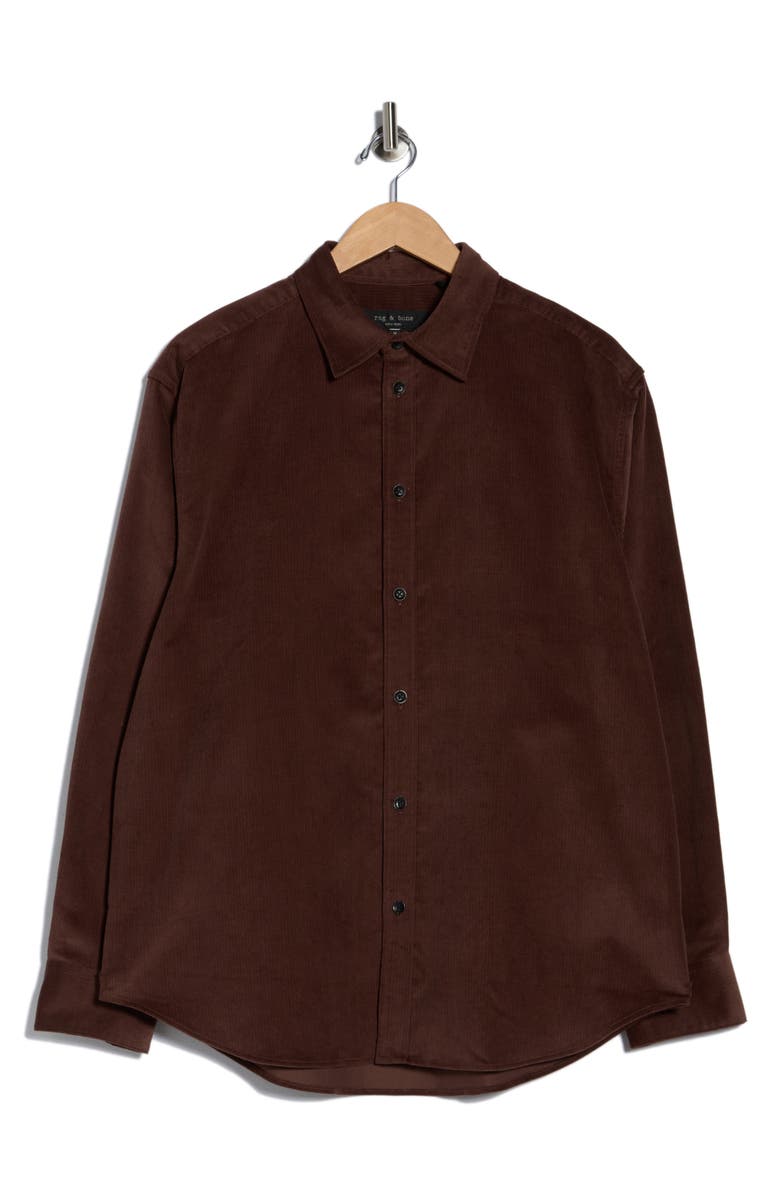 rag & bone Mateo Corduroy Button-Up Shirt, Main, color, Espresso