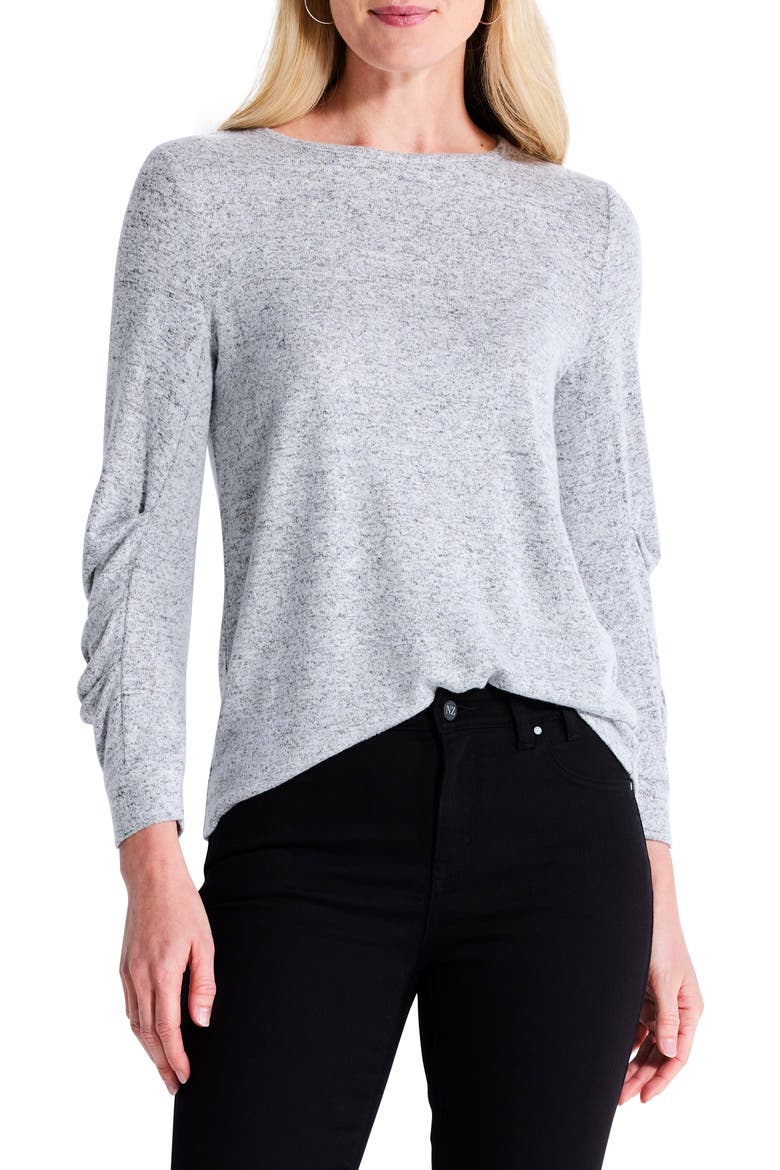 Sweet Dreams Ruched Sleeve Top, Main, color, GREY MIX