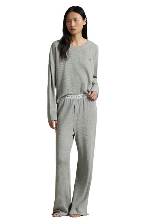 Stretch Cotton Blend Wide Leg Pajamas