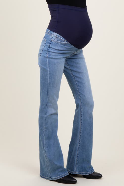 Pinkblush Vintage Wash Flare Maternity Jeans In Multi